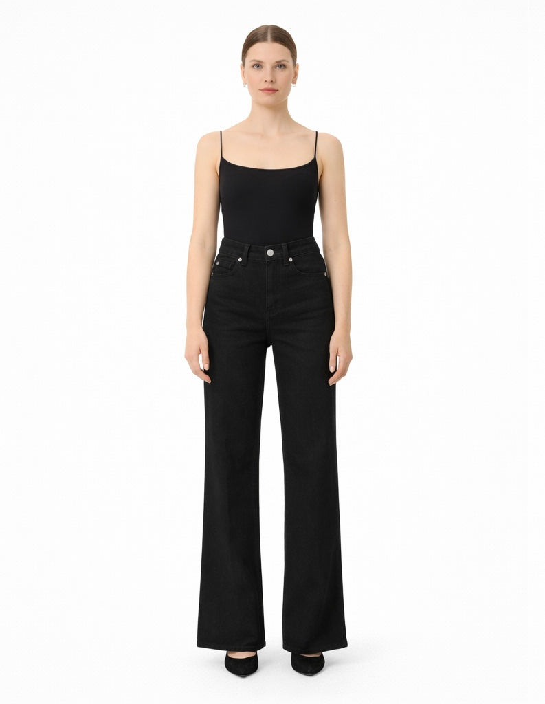 Wide Straight Black Denim