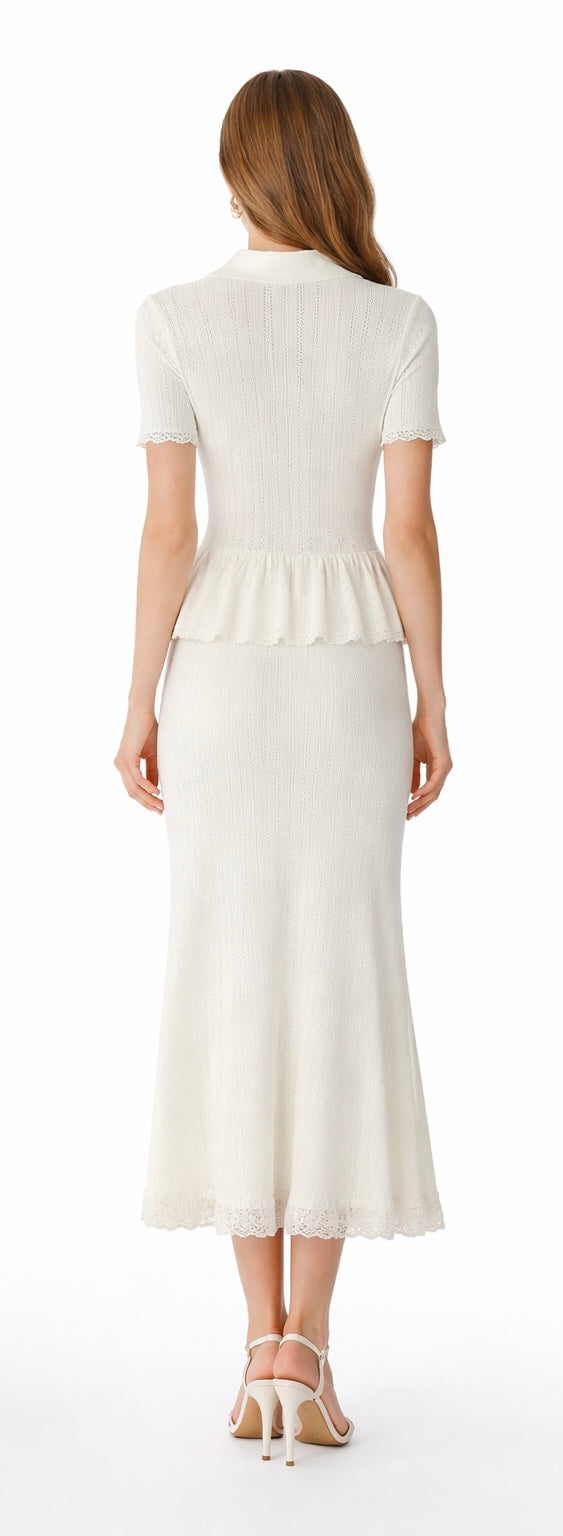Knit Candy Midi Dress - Offwhite, Black , Light Blue , Yellow