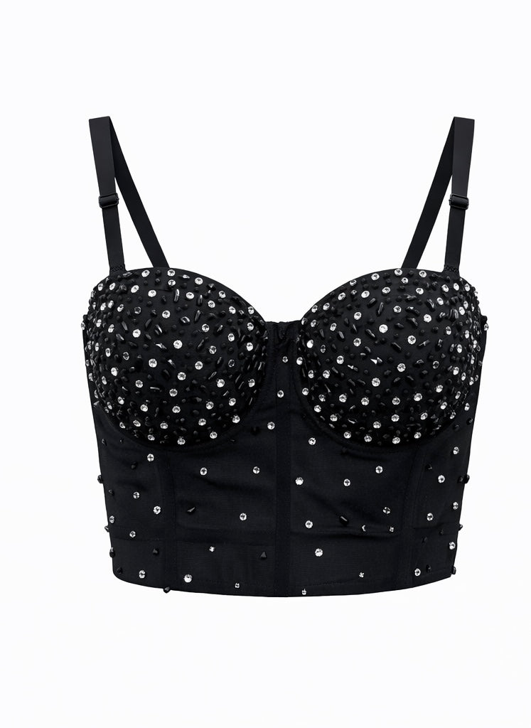 Black Structured Corset with Stud Embellishments