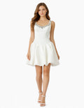 White Embellished Bubble Hem Mini Dress