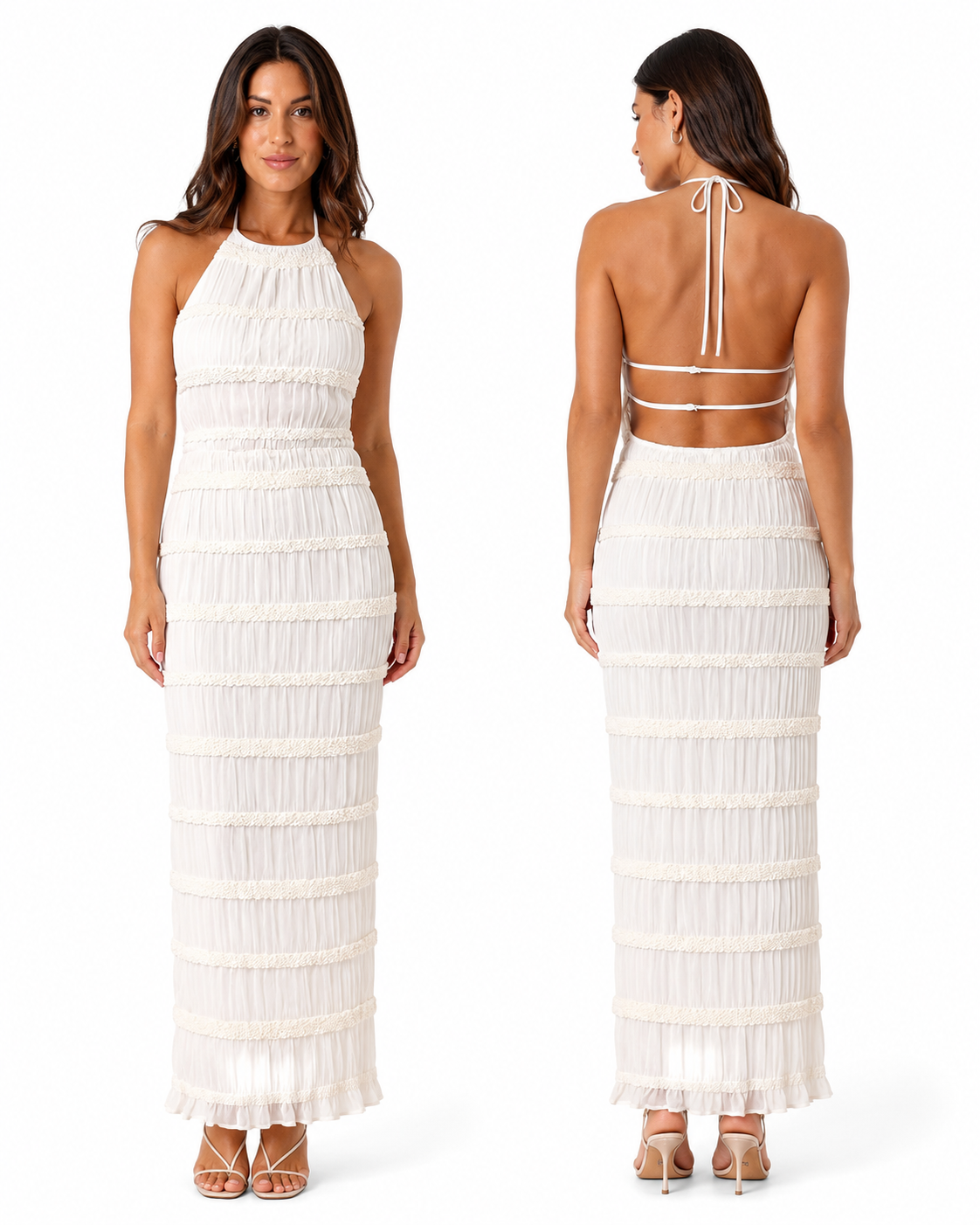 Open-Back Textured Column Maxi Dress