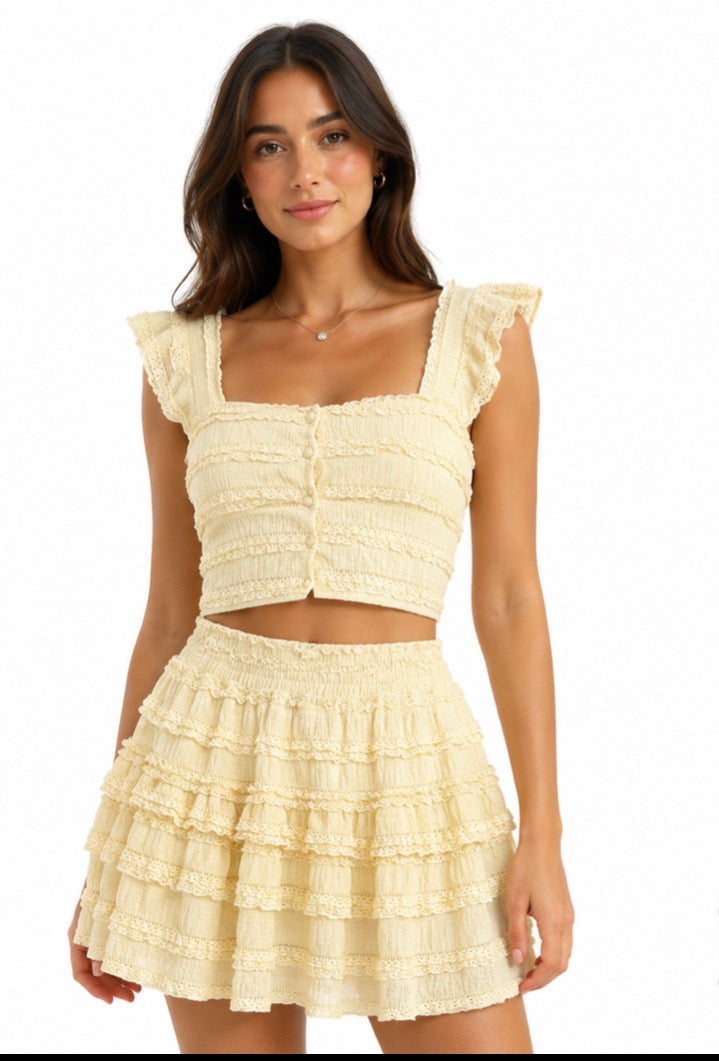 Midnight Ruffle Set ( Butter Yellow , Sky Blue , Black )