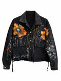 Abstract Poppy Art Denim Jacket