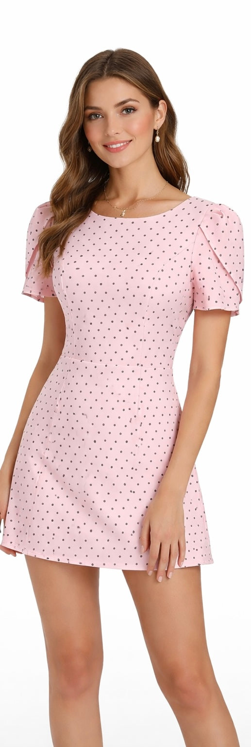 Pink Polka Dot Mini Dress