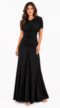 Midnight Elegance Ruched Maxi Dress