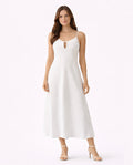 Minimalist White A-Line Midi Dress