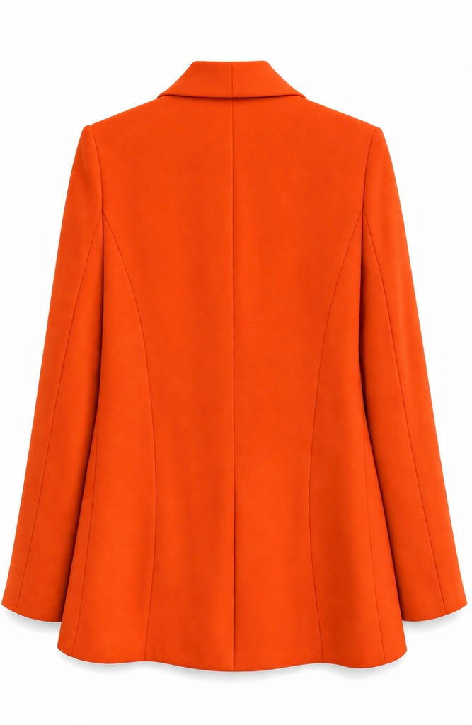 Vibrant Orange Shawl Collar Blazer