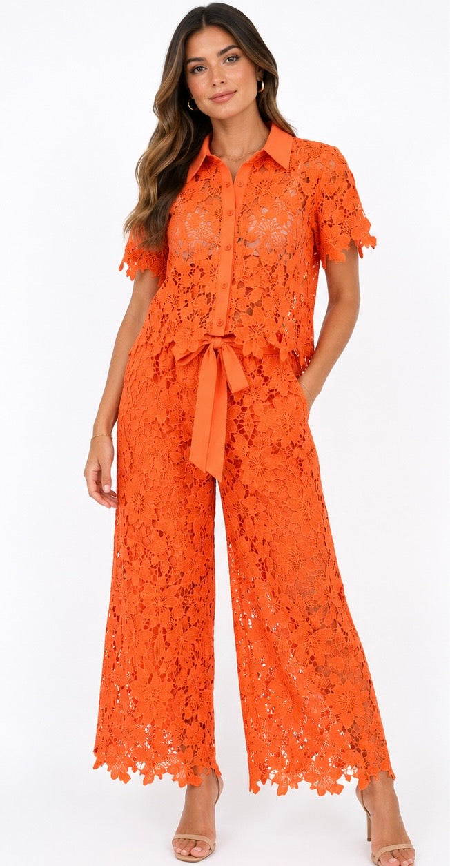 Orange Blossom Lace Two-Piece Set