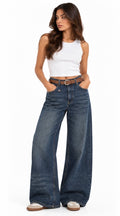 Wide-Leg Vintage Wash Jeans