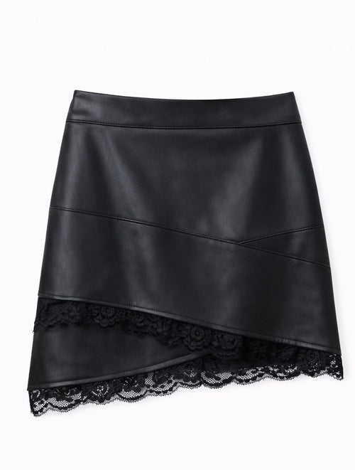 Black Faux Leather Leather Mini Skirt