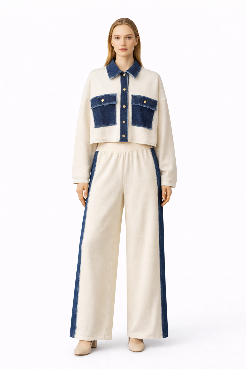 Chic Two-Tone Denim Ensemble