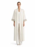 Calligraphy Embroidered Cream Open Abaya