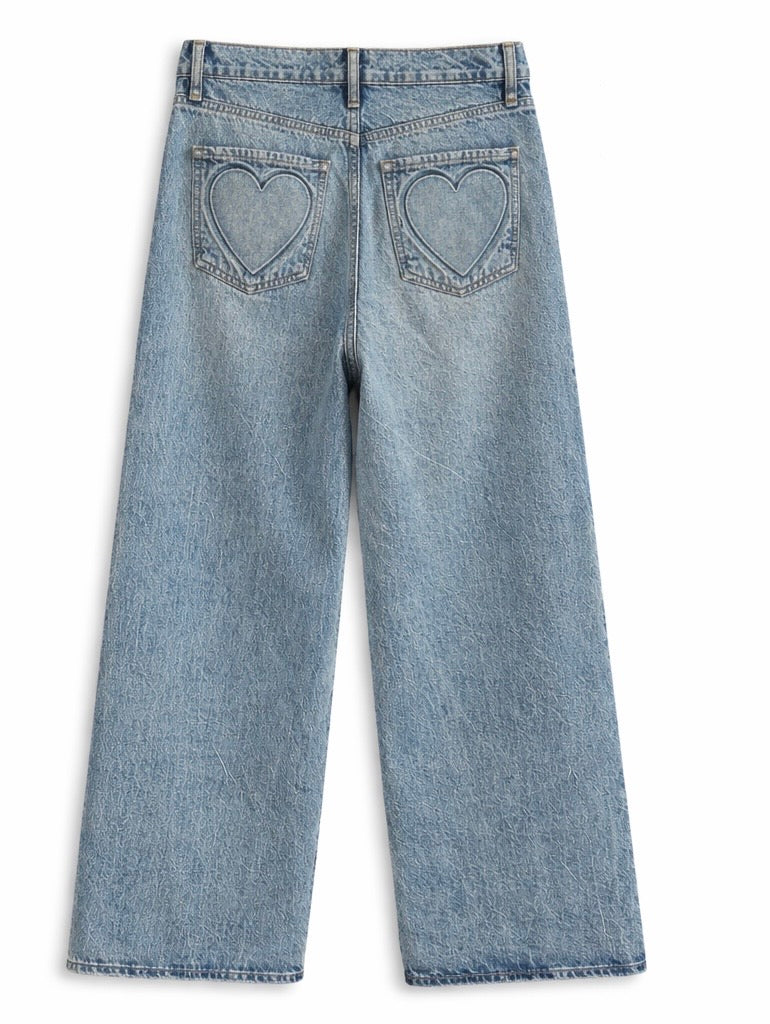 Vintage Style Heart Back Pocket Jeans
