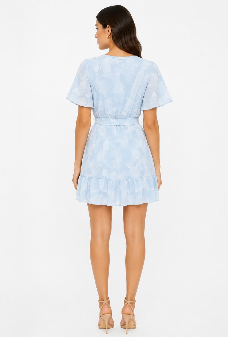 Floral Texture Mini Dress ( Yellow , Pink , White , Light blue )