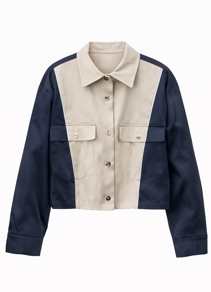 Bomber Beige Navy Blue
