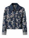 Floral sequinsEmbroidered Denim Jacket