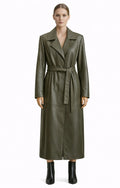Olive Green Belted Trench Coat
