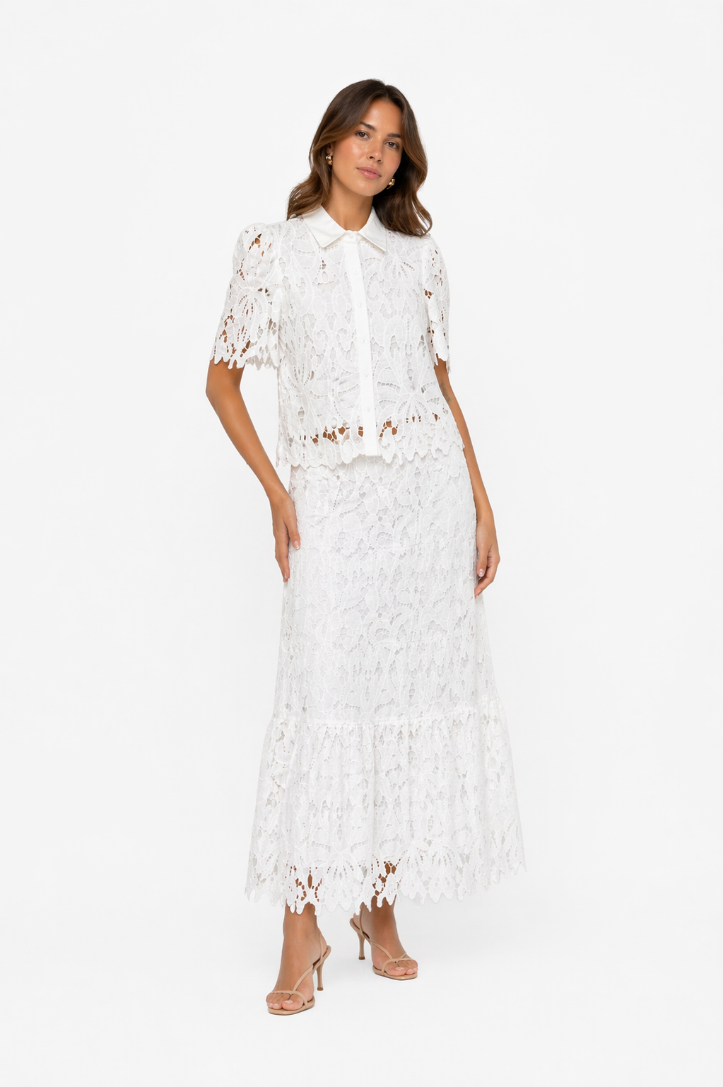 Elegant White Lace Co-Ord Set