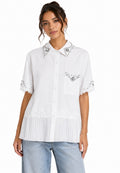 Blouse White Crystal with ruffles