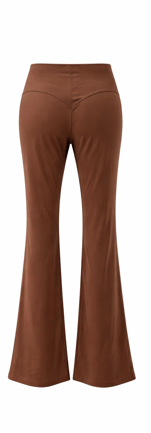 High-Waist Flared Yoga Pants – Chocolate Brown