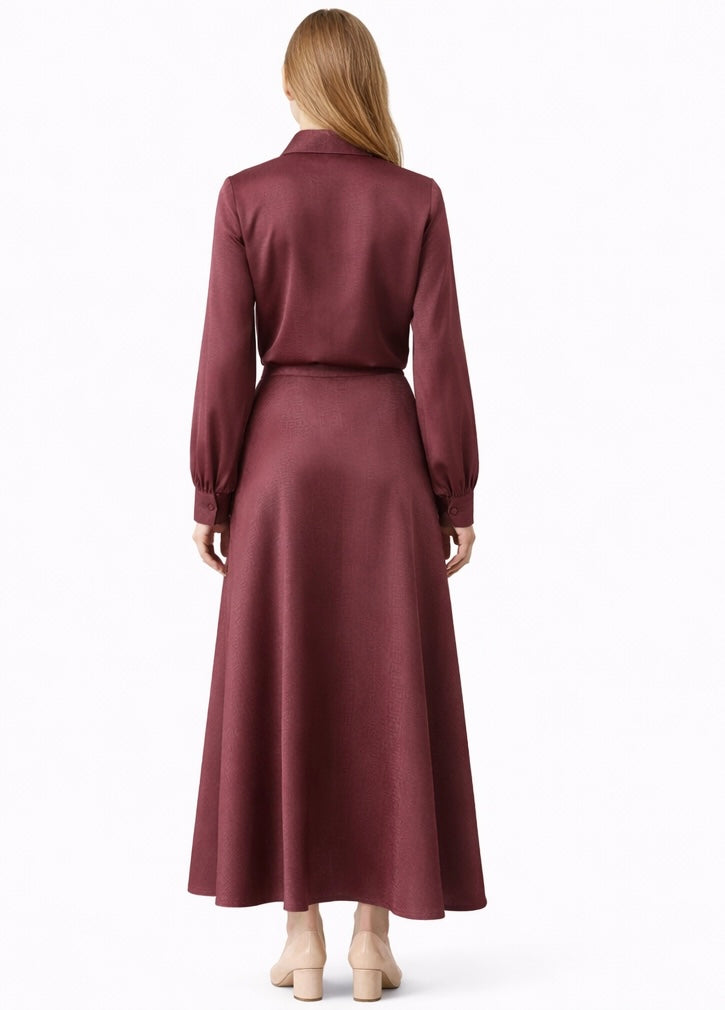 Classic wine Long-Sleeve Silk Set Wine