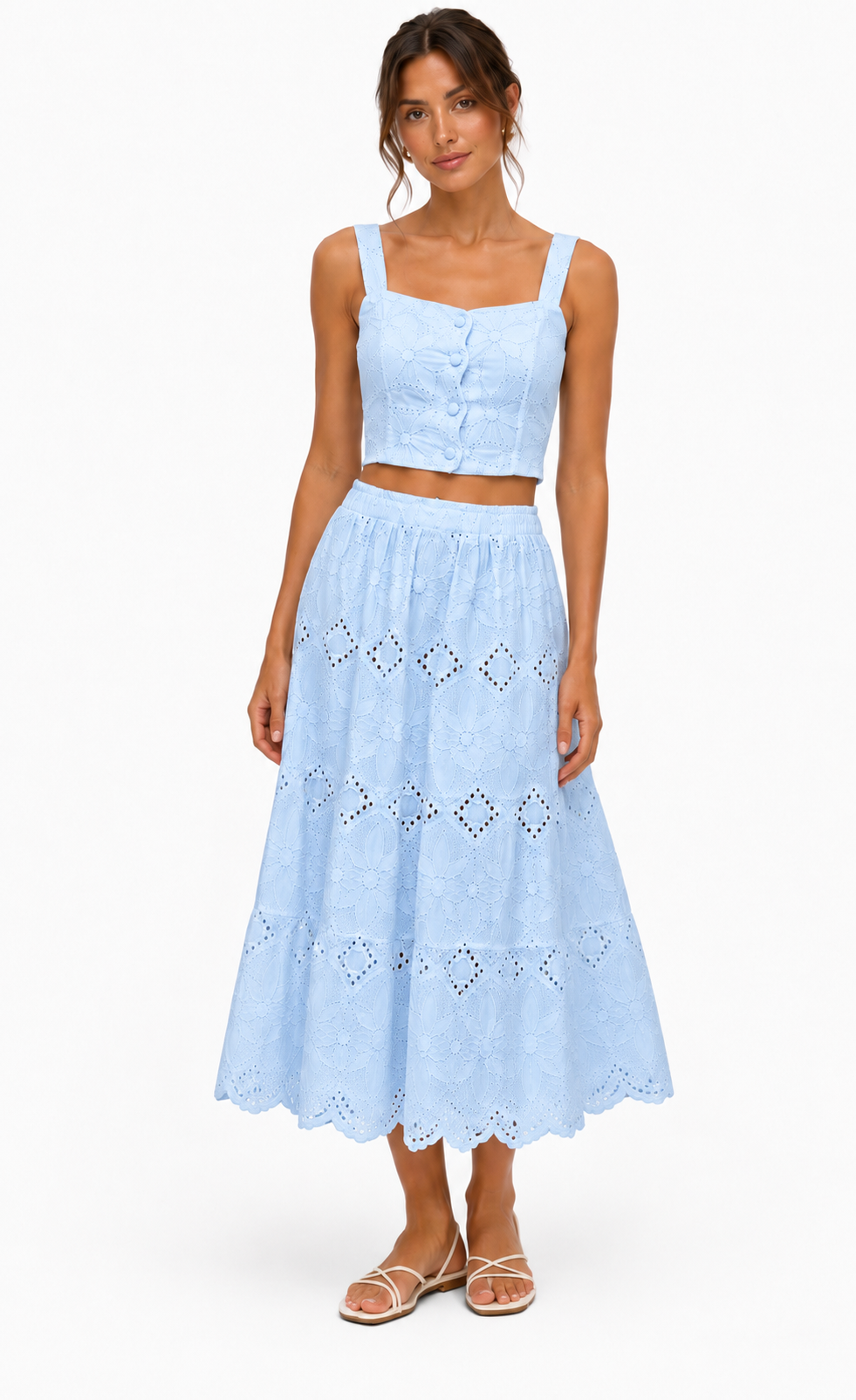 Summer Eyelet Set ( Green , White , Black , Cream , Powder Pink , Blue )