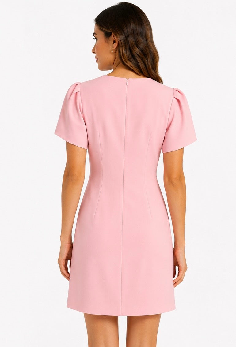 Lace Trim Mini Dress ( Pistache , Pink,Lila )