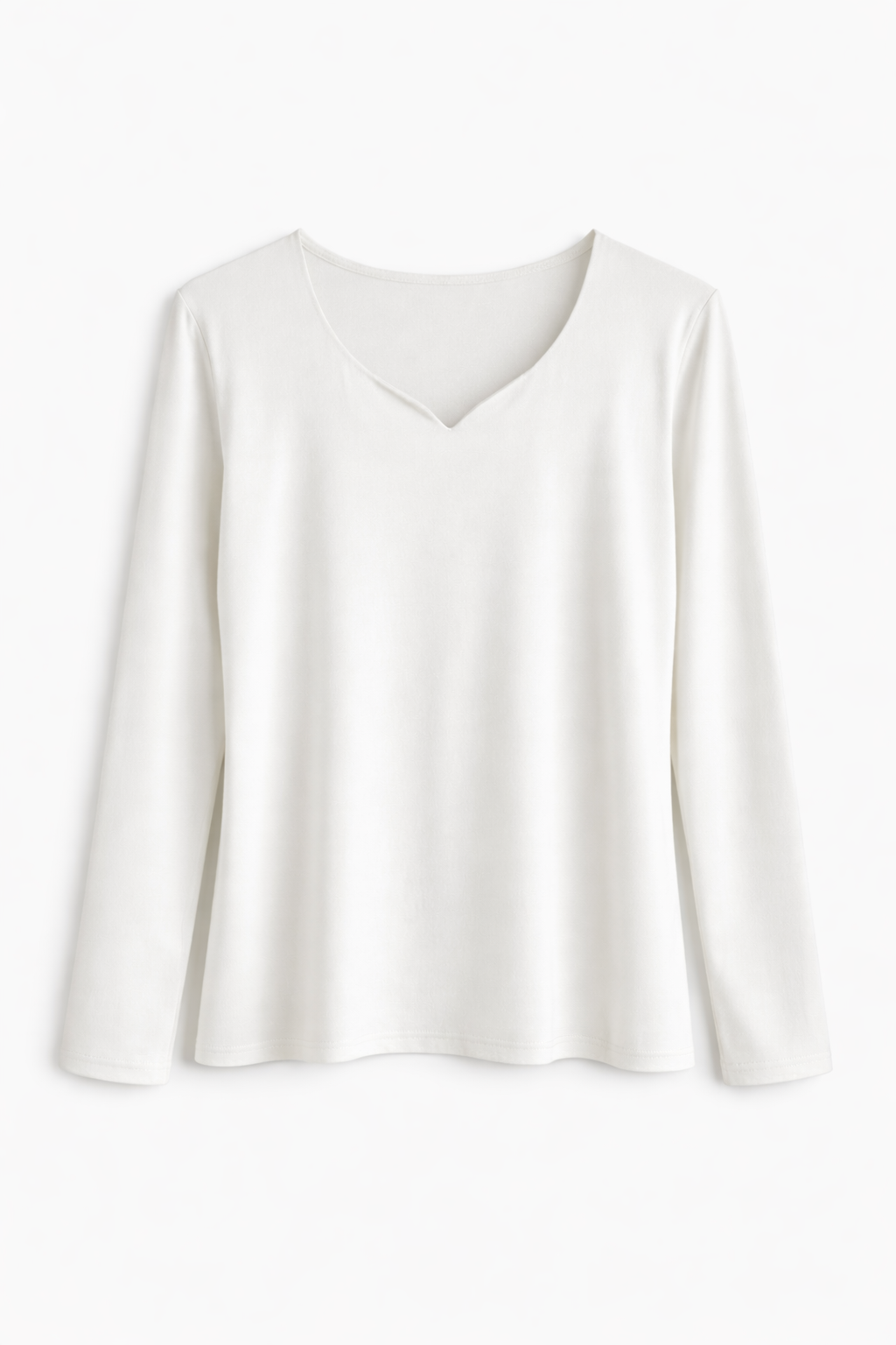 Soft V-Neck Long sleeve Top White