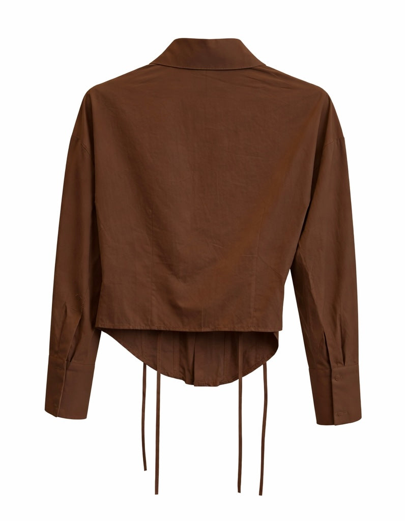 Corset Detail Shirt - Pink , Black , Beown