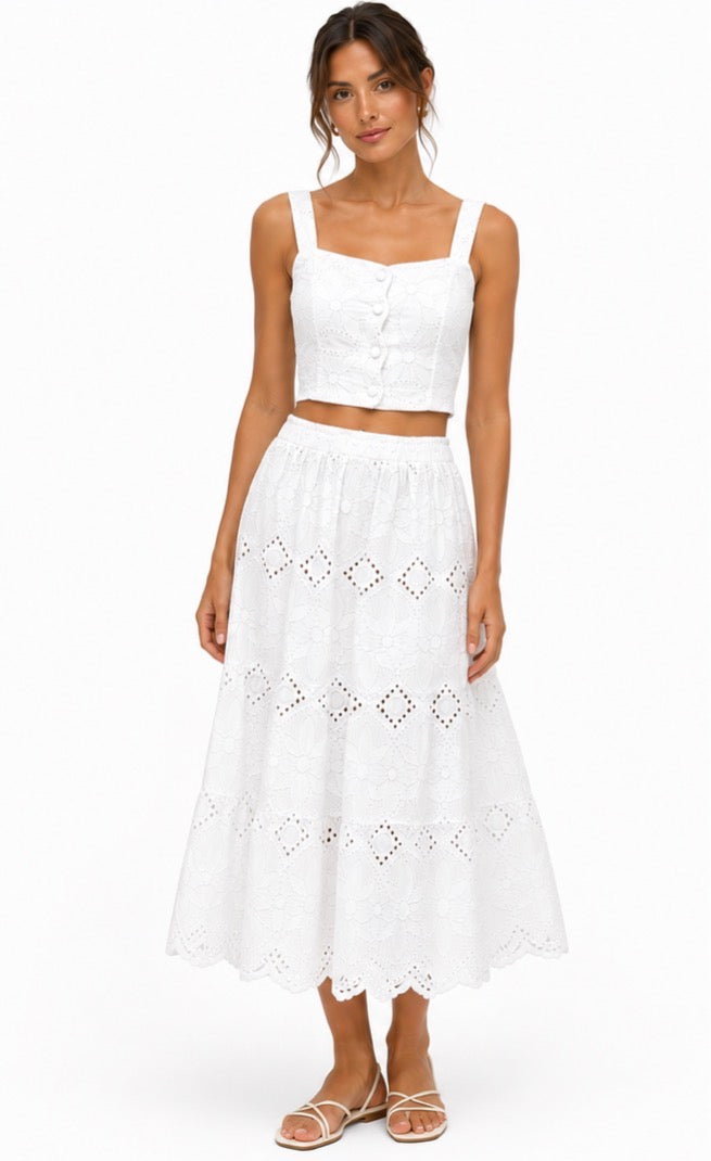 Summer Eyelet Set ( Green , White , Black , Cream , Powder Pink , Blue )