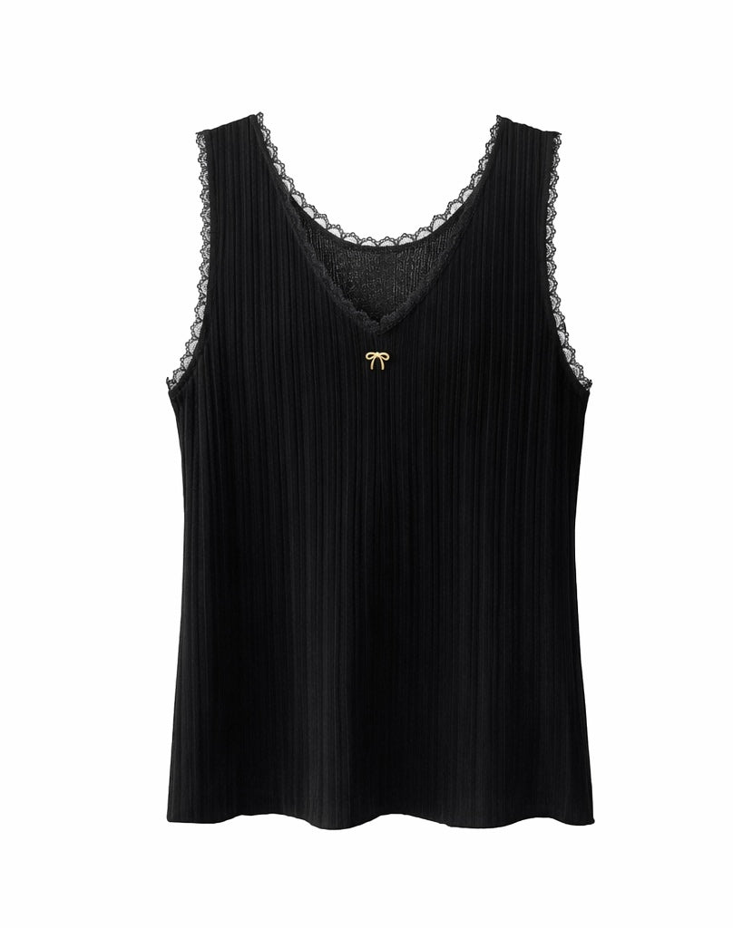 Midnight Lace Pleated Tank