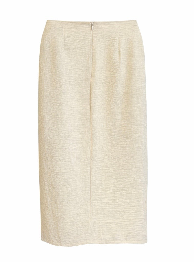 Ivory Wrap Skirt with Brooch Detail