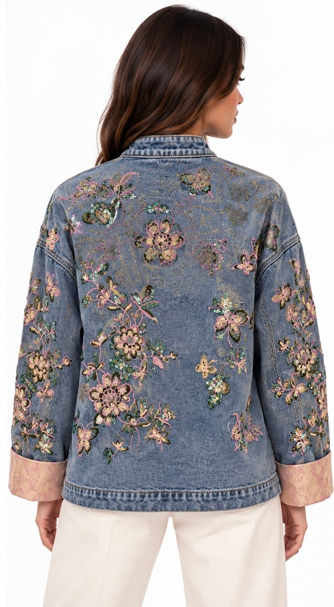 Floral Denim Embroidered Jacket