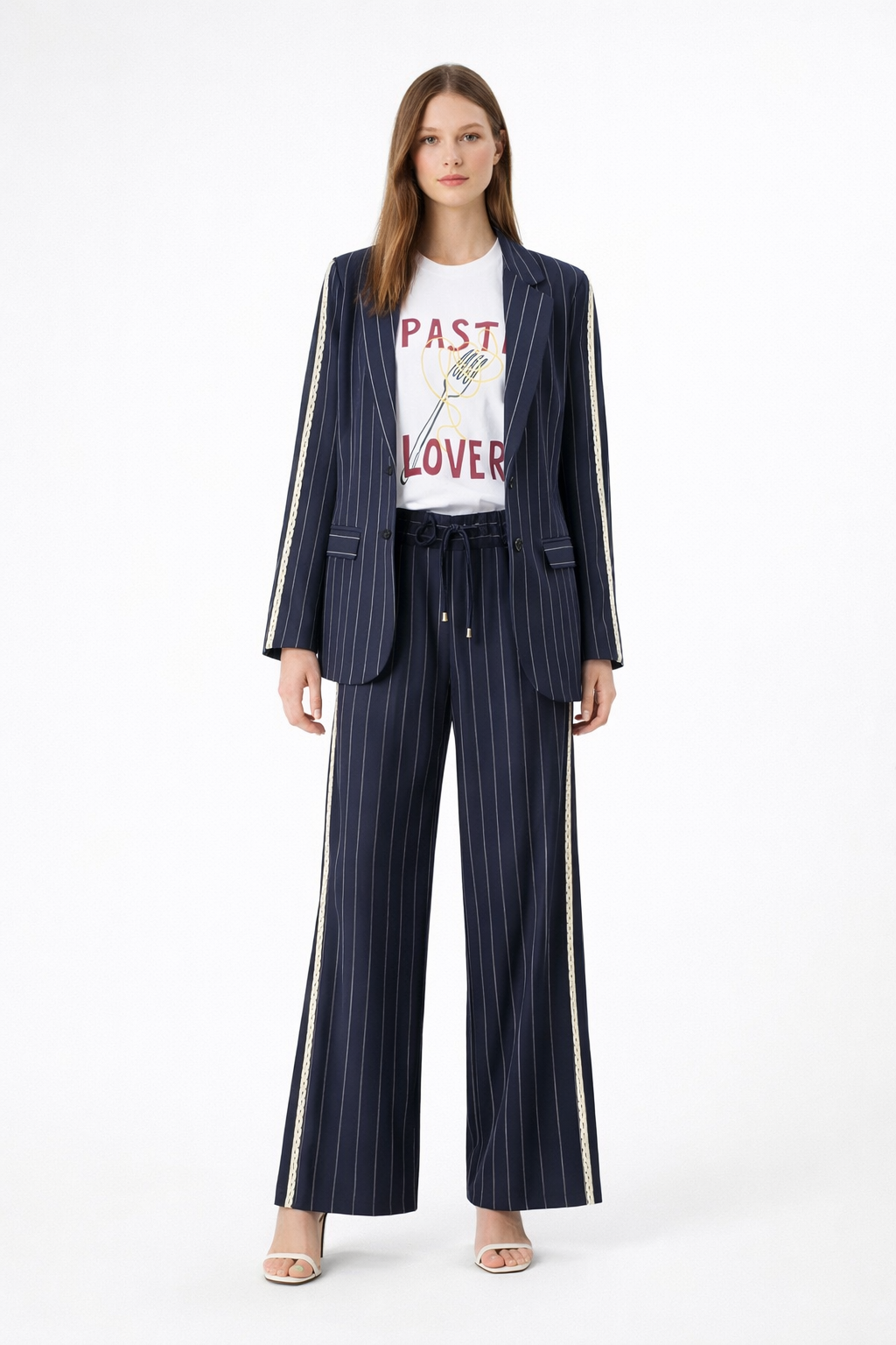 Tailored Navy Pinstripe Statement Blazer
