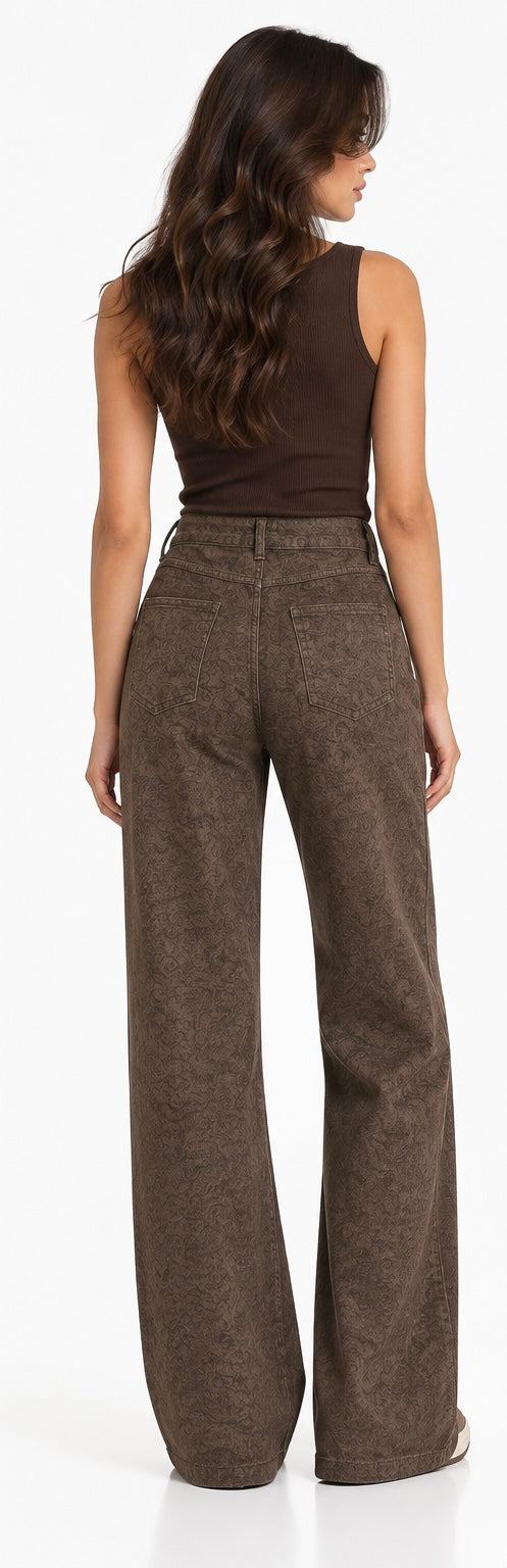 Wide-Leg Embroidered Pants