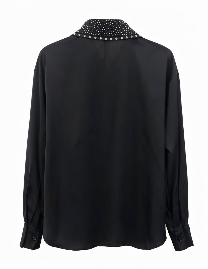 Black Studded Collar Satin Chemise