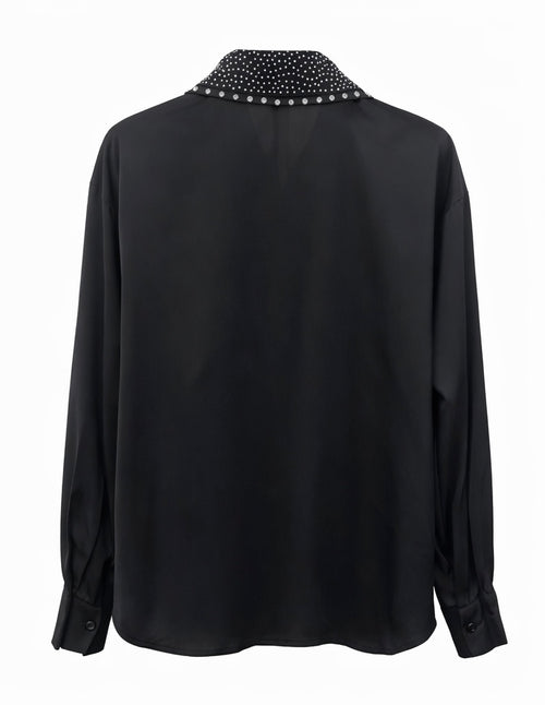 Black Studded Collar Satin Chemise