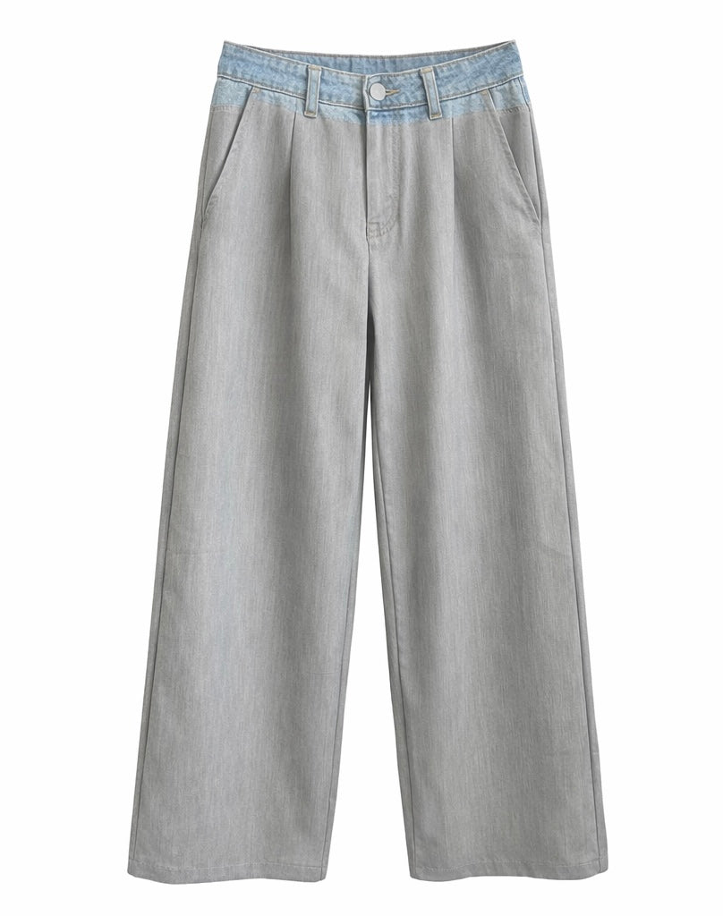 Relaxed Fit Pleated Front Denim Trousers