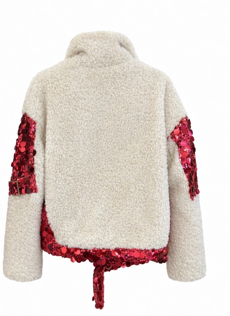Star Sequin Sherpa Zip Jacket