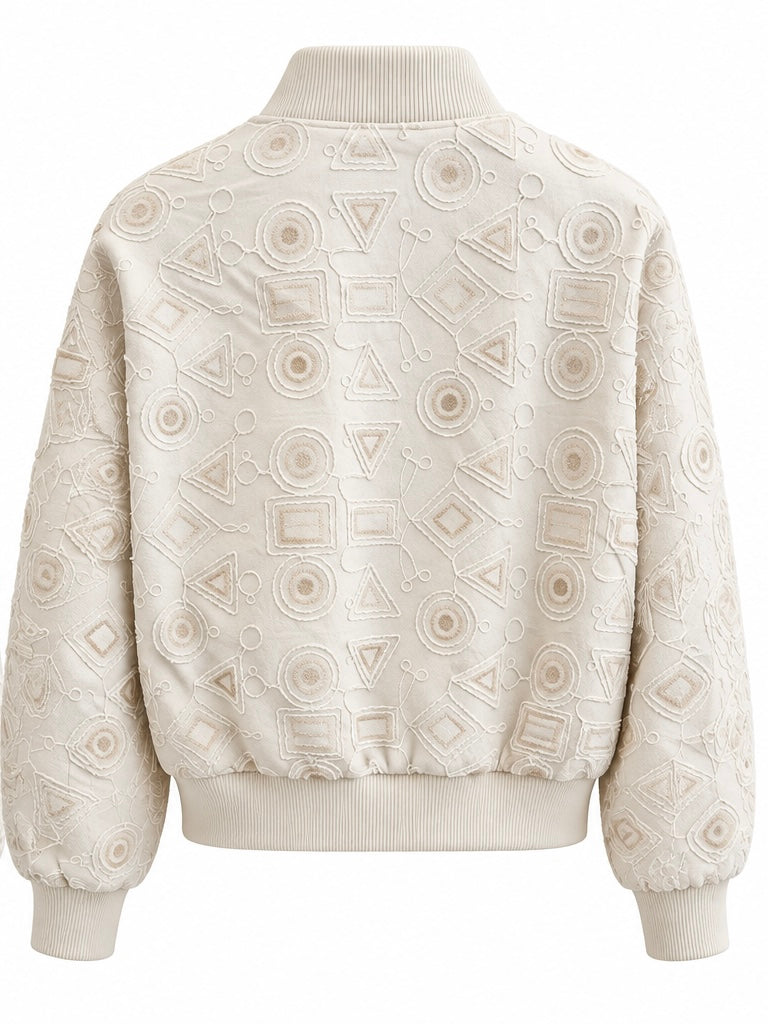 Geometric Embroidered Bomber Jacket