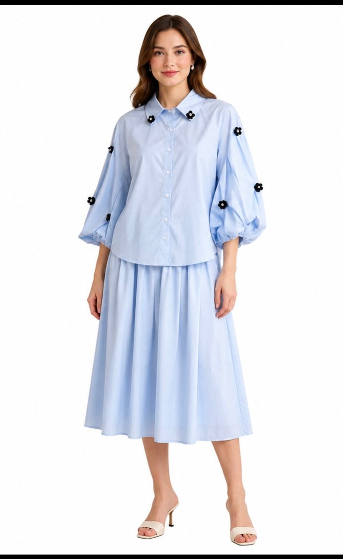 Classic Cotton Poplin Midi Skirt