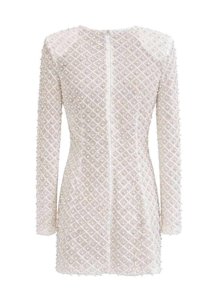 Pearls Evening Dress - White