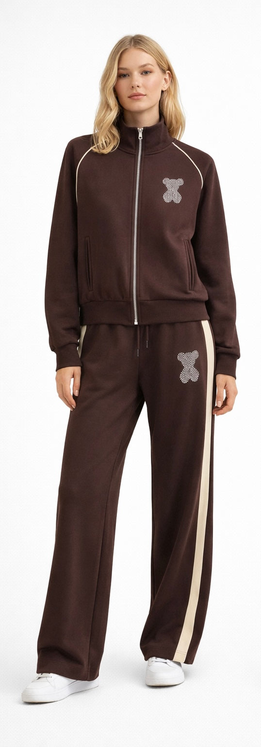 Bear Detail Zip-Up Tracksuit