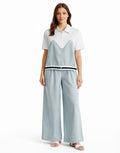 Set Chemise & Pants - Aqua , Black