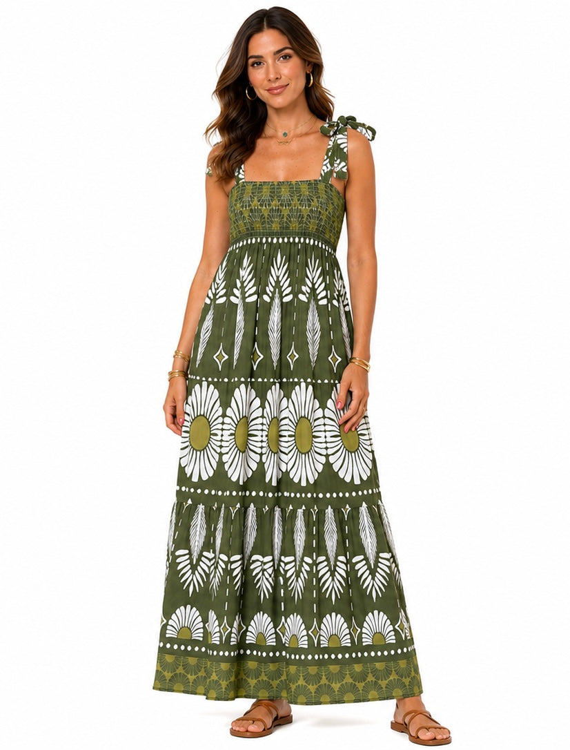 Sunflower Olive Maxi Dress ( Brown , Olive , Navy )