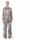 Abstract Print Shirt & Wide-Leg Pants Set
