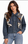 Scarf Detail Denim Jacket ( Navy , Olive )