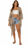 Seaside Starfish Fringe Kimono ( Bronze , Beige )