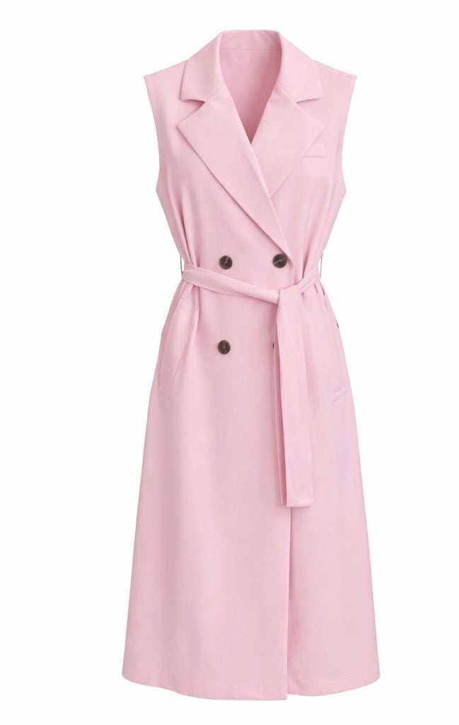 Blush Pink Belted Blazer Dress