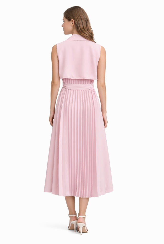 Blush Pink Belted Blazer Dress